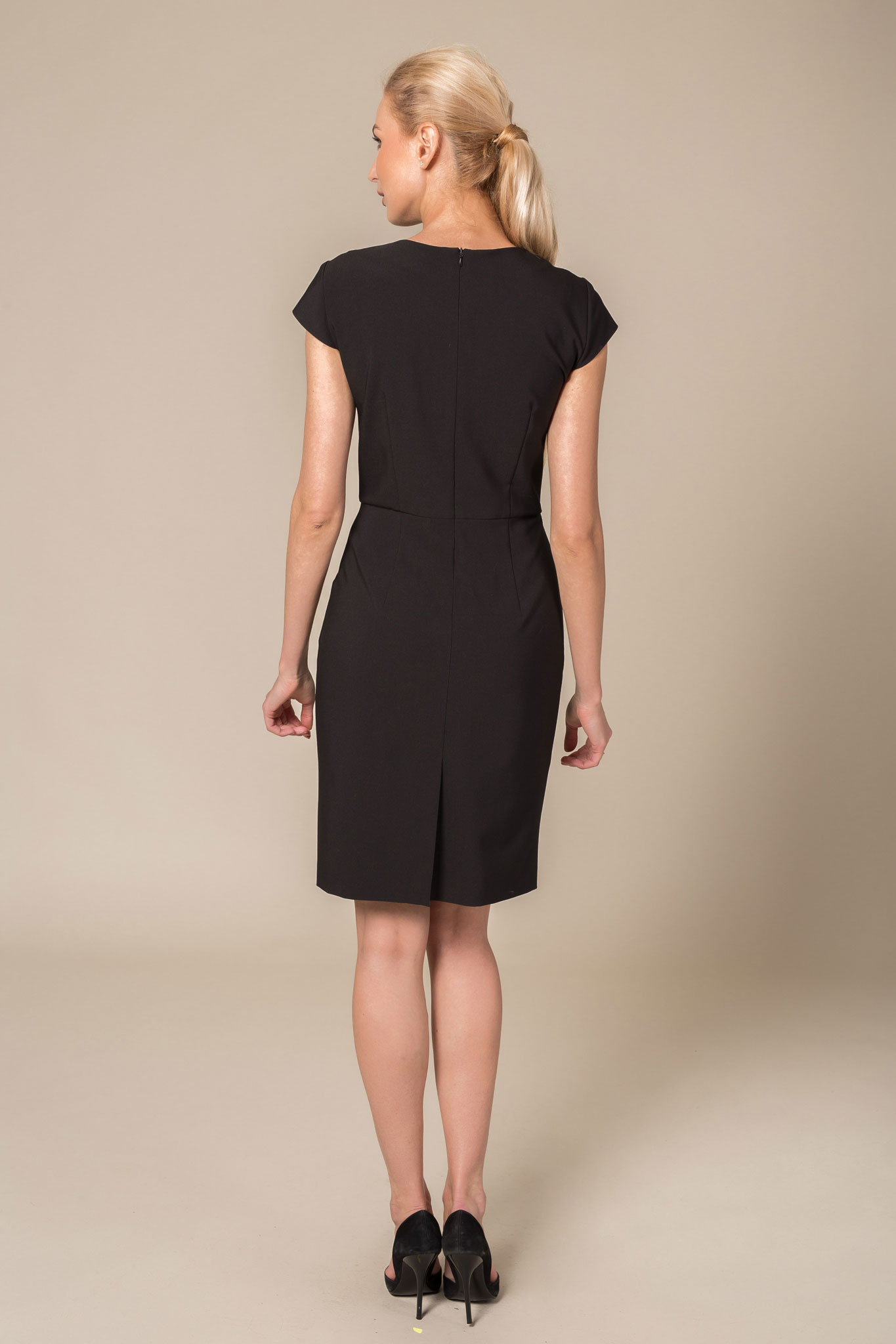 Cinched waist cap sleeved midi dress with pockets - Le Parole