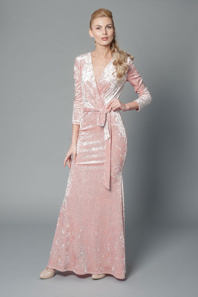 blush wrap maxi dress