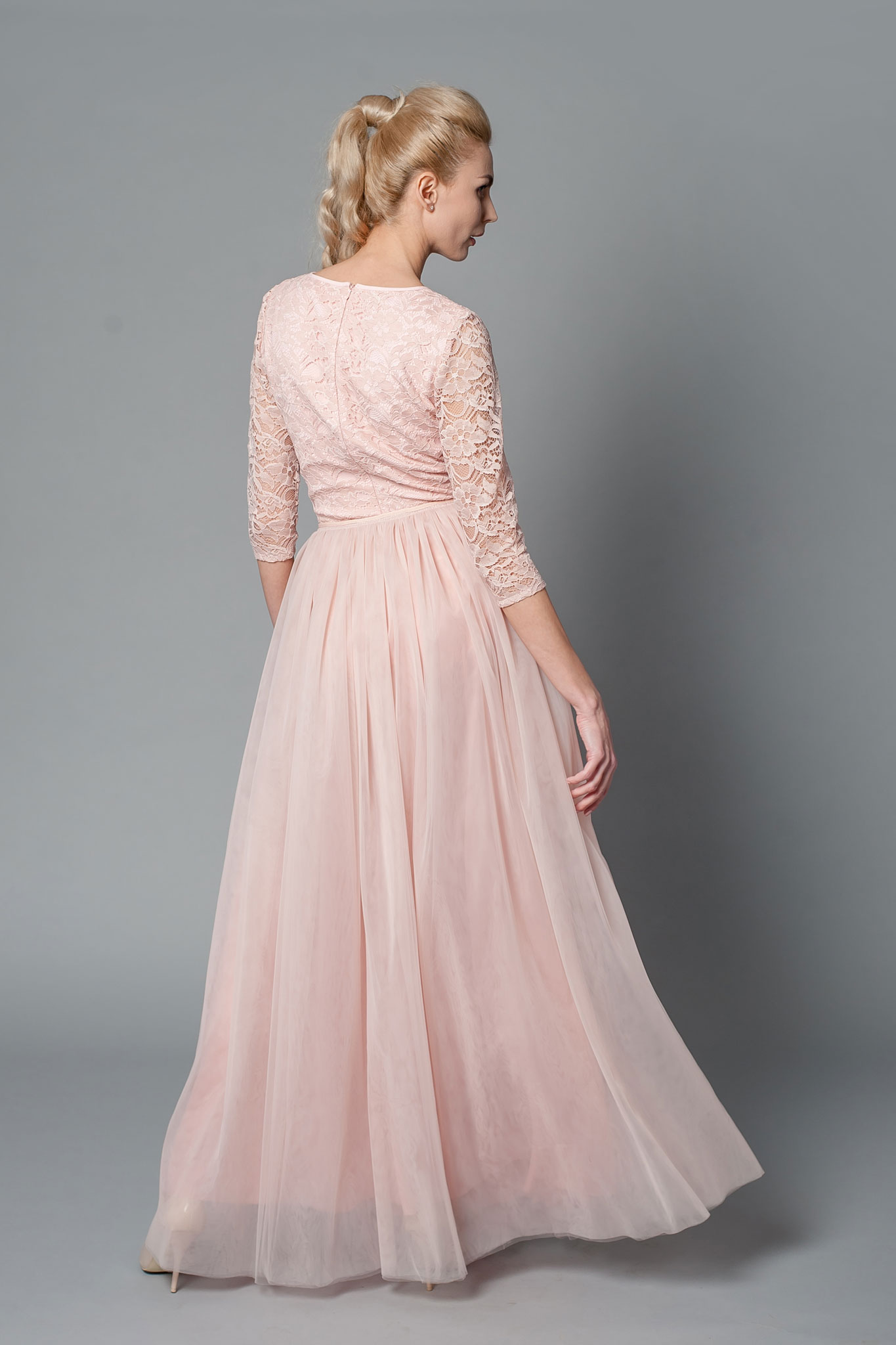 Elegant Lace Dress Cold Shoulder Puff Sleeve Dress Prom - Temu